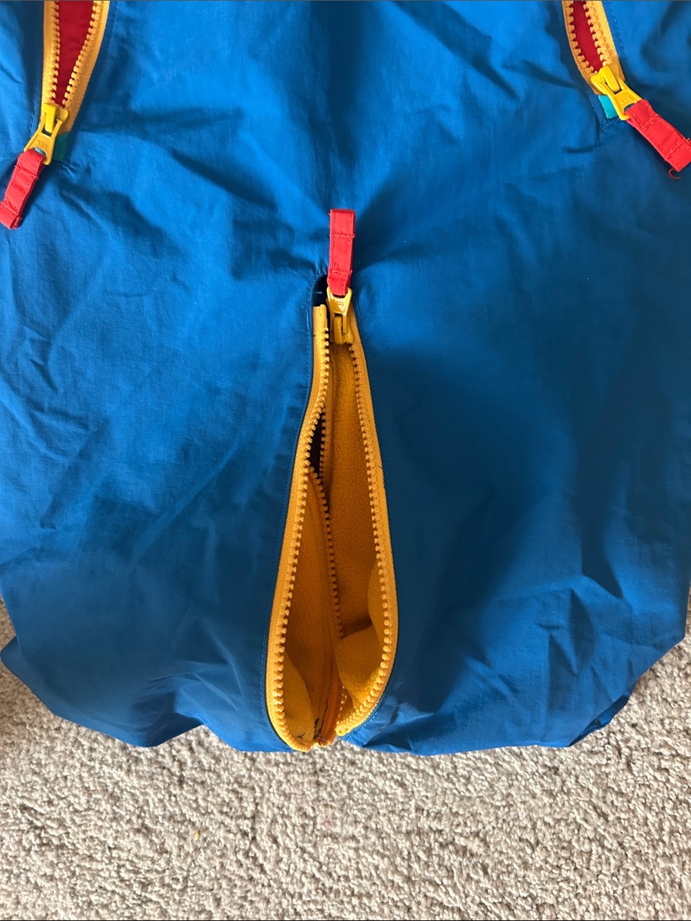 Lands' End Kids Colorblock Hooded Snowsuit in Blue, Teal & Red - Picture 4 of 5